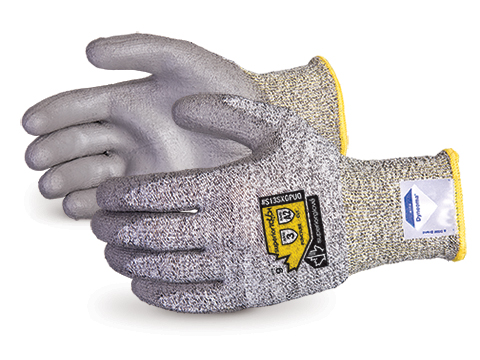 #S13SXGPUQ Superior Touch® Grey 13-Gauge Economy Knit Work Gloves with Dyneema® & Polyurethane Palms